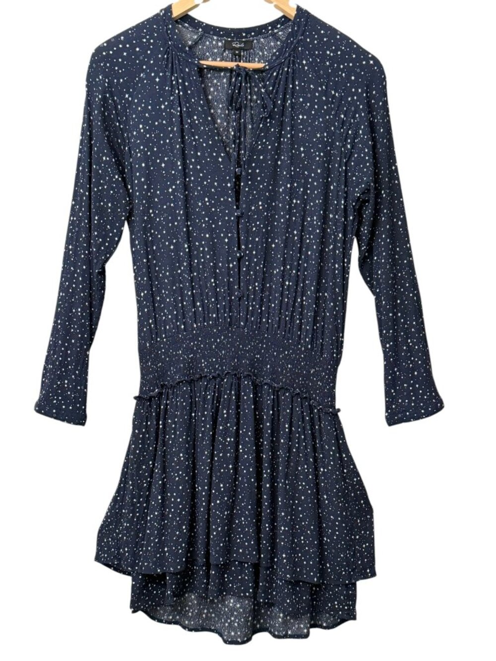 Rails Jasmine Smocked Waist Navy Nova Celestial Star Print Boho Mini Dress M